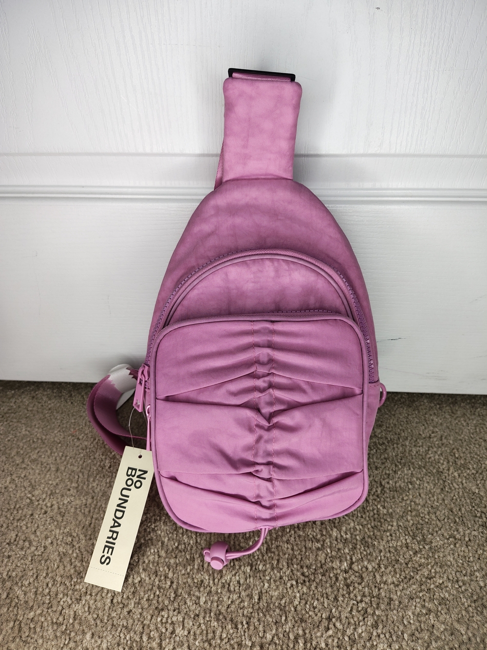 No Boundaries Lavender Pink Ruched Crossbody Sling Bag